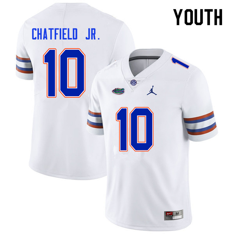 Youth #10 Andrew Chatfield Jr. Florida Gators College Football Jerseys Sale-White